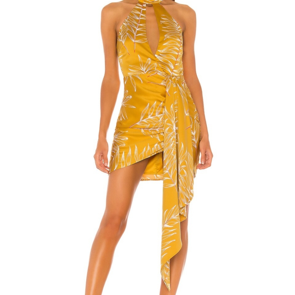 Camila Coelho Antonia Mini Dress in Gold Tropical